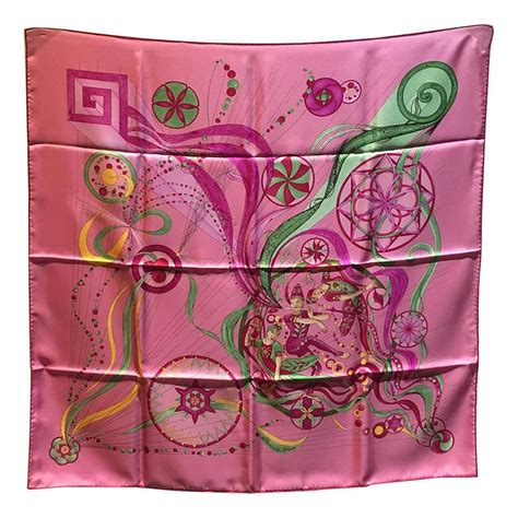 hermes pink silk scarf.